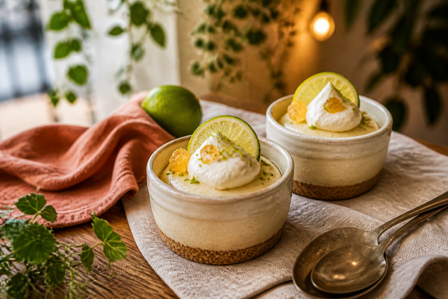 Lime and ginger cheesecake pots